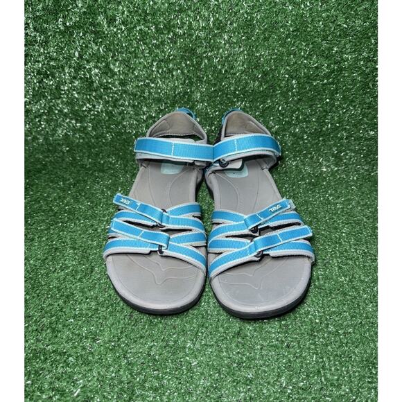 Teva Tirra 4266 Strappy Sports Hiking Sandals Blue Grey Hook & Loop Women Size 8 - Picture 5 of 9